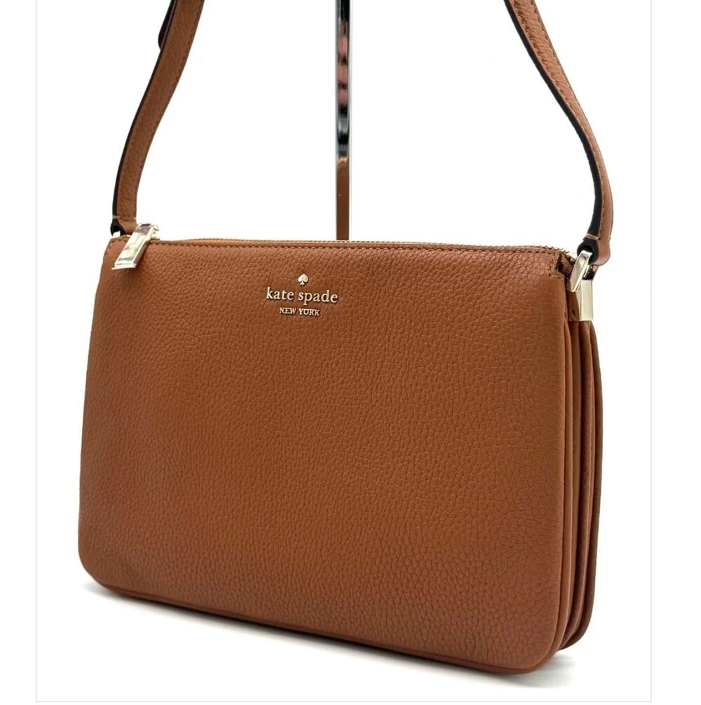 Kate Spade - Leila Triple Gusset Crossbody Bag Warm Gingerbread Pebbled Leather